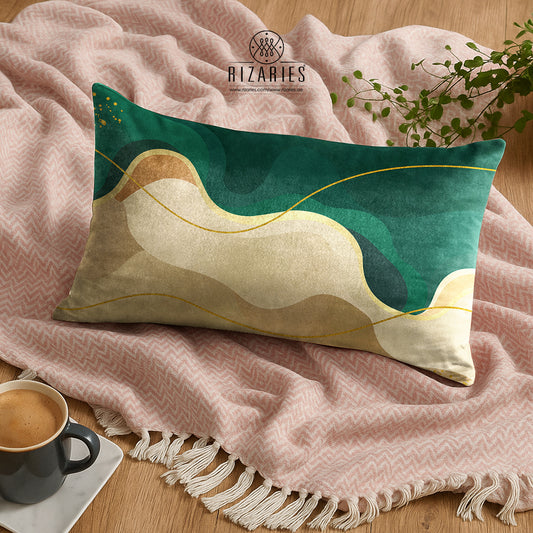 SuperSoft Beige Green Wavy Rectangle