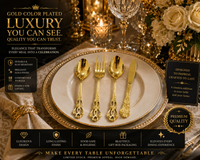 New Carving Gold Cutlery Set