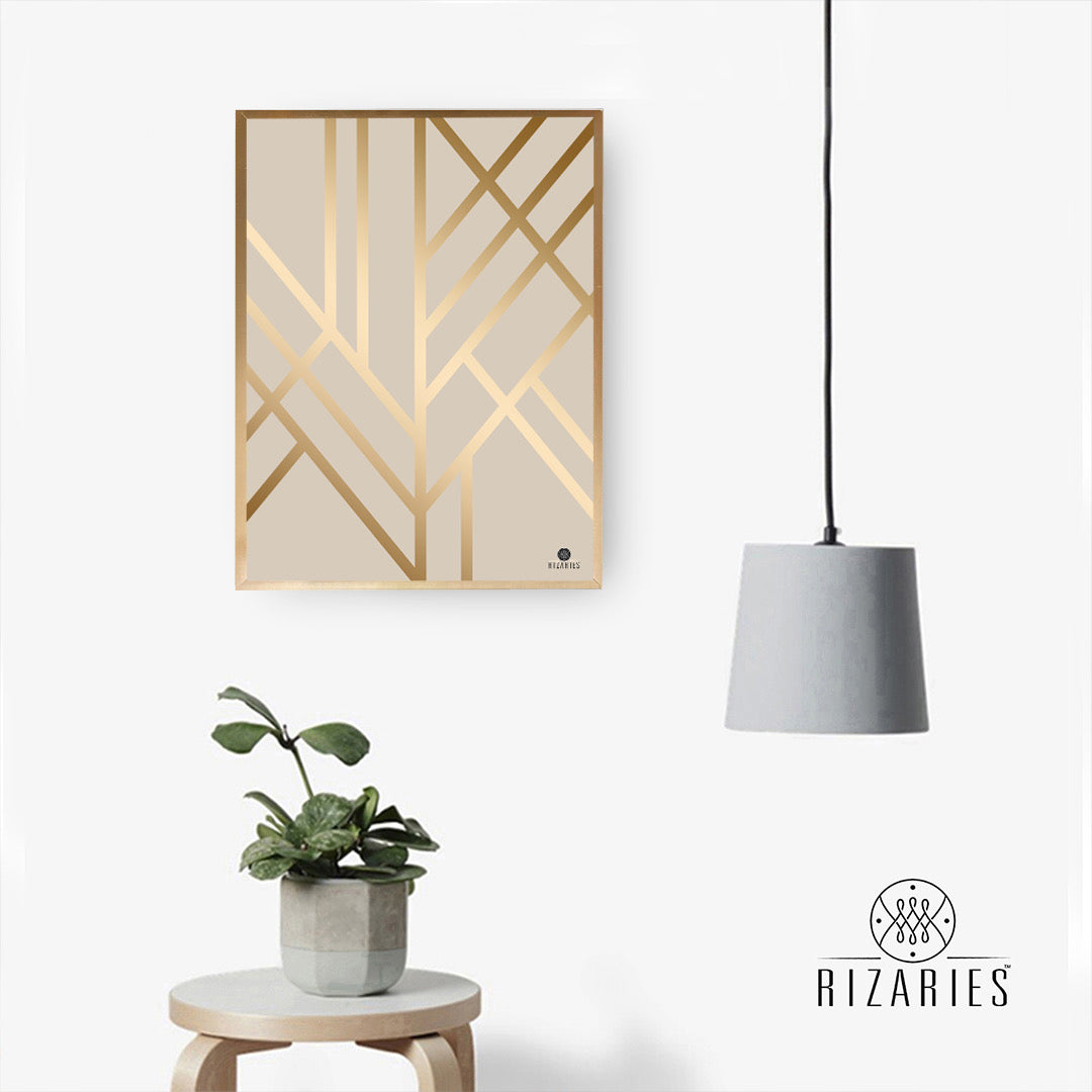 Beige Art Deco Canvas Painting