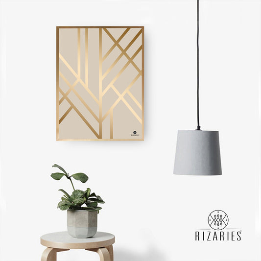 Beige Art Deco Canvas Painting