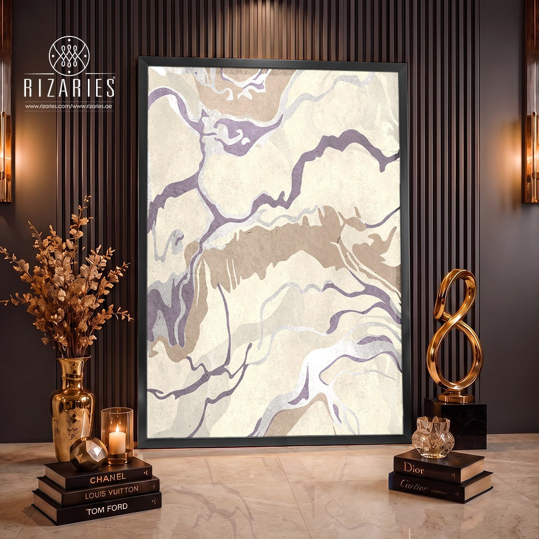 Purple Cream Marble Canvas Painting