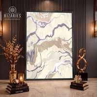 Purple Cream Marble Canvas Painting