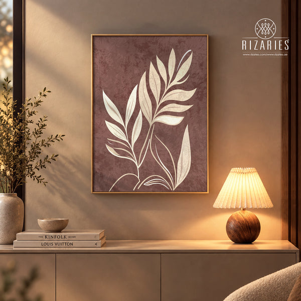 Pink Mauve Leaf Canvas Painting