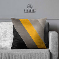 Thumbnail for SuperSoft Yellow Black Geo Throw Cushion
