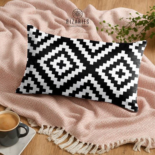 SuperSoft Black & White Diamond Geometric Rectangle