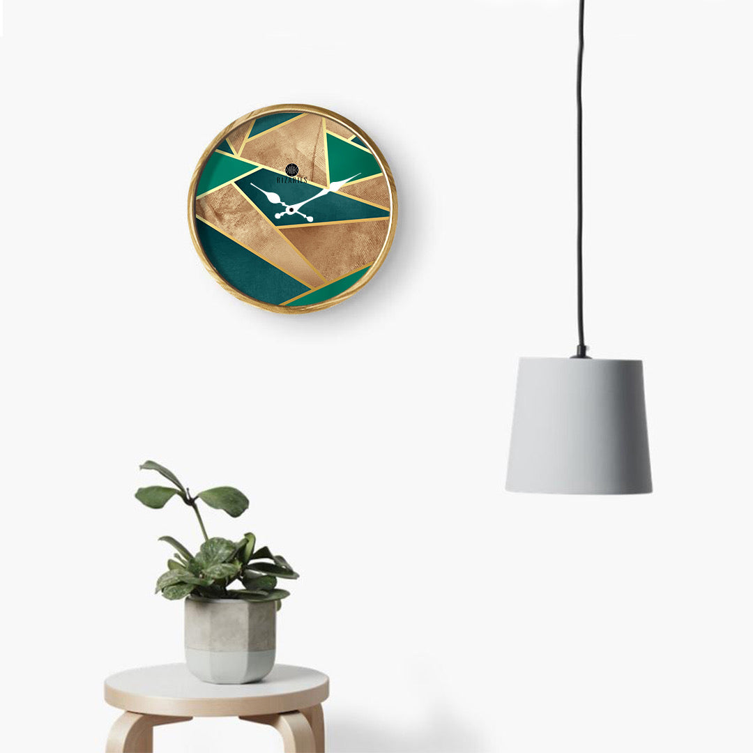 Emerald Copper Triangle Wall Clock