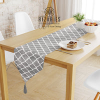 Thumbnail for Grey White Moroccan Table Runner