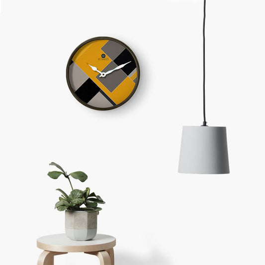 Yellow Black Geometric Wall Clock