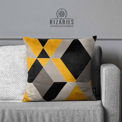 SuperSoft Yellow Black Diamond Throw Cushion