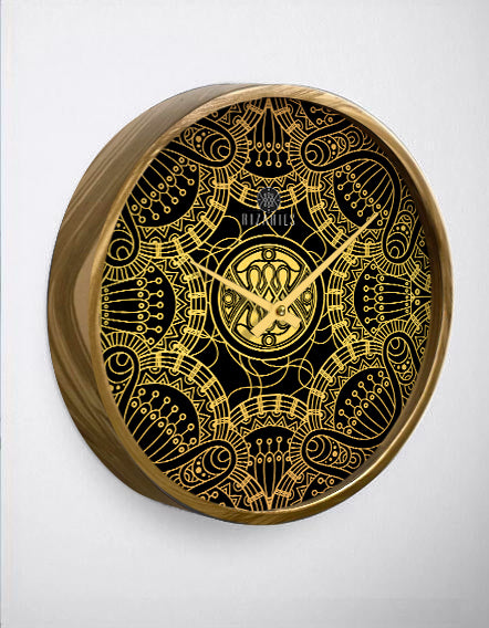 Gold Geometric with Black Wall Clock