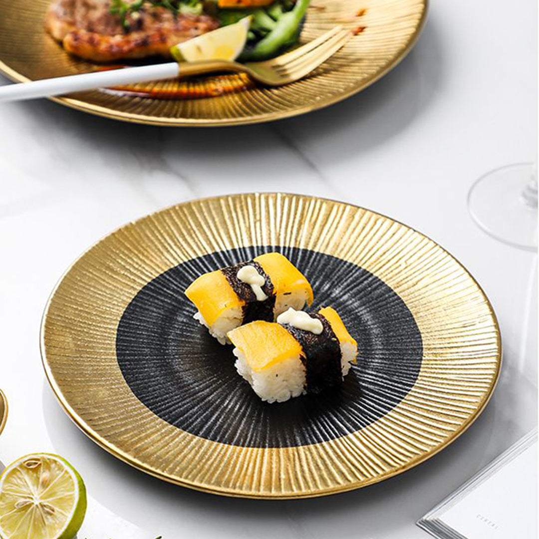 Royal Black & Gold Porcelain Plates