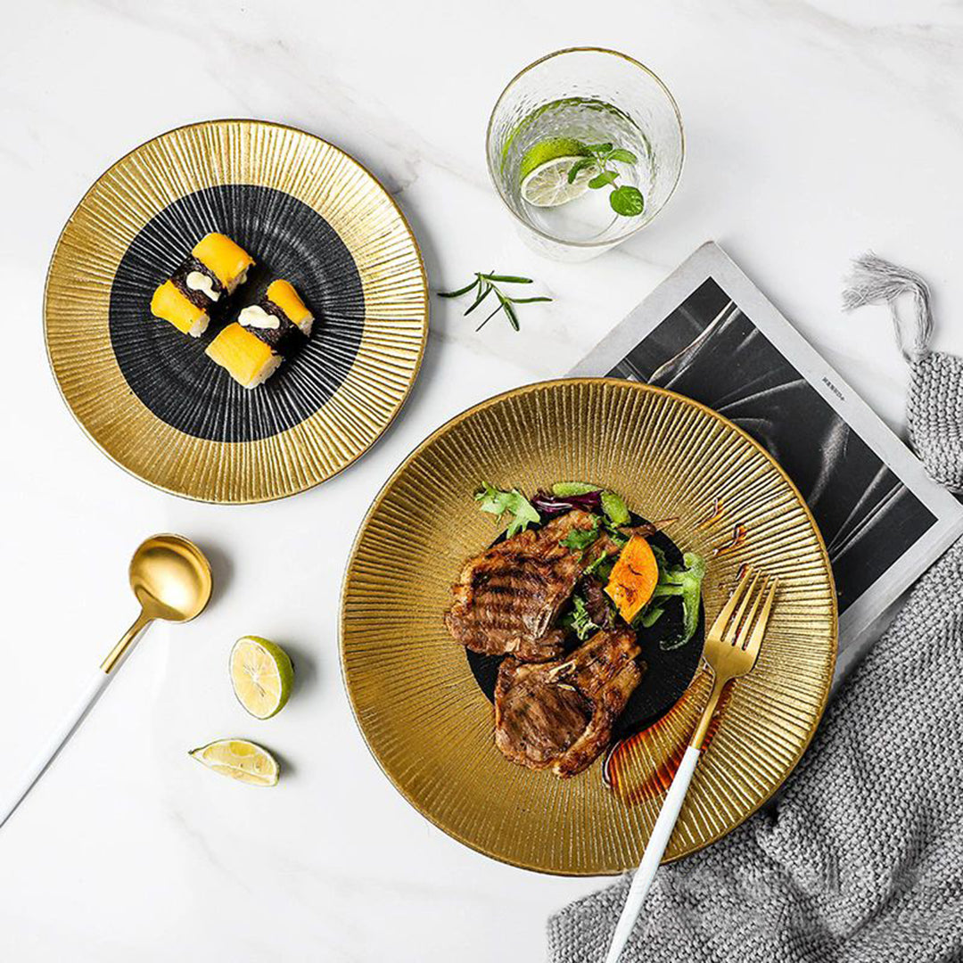 Royal Black & Gold Porcelain Plates