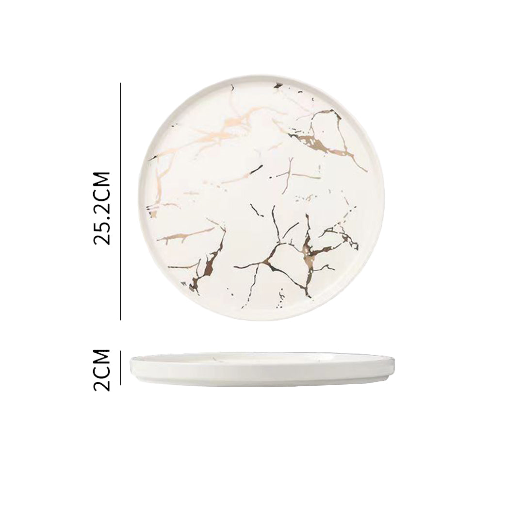 White Copper Marble Porcelain Plates