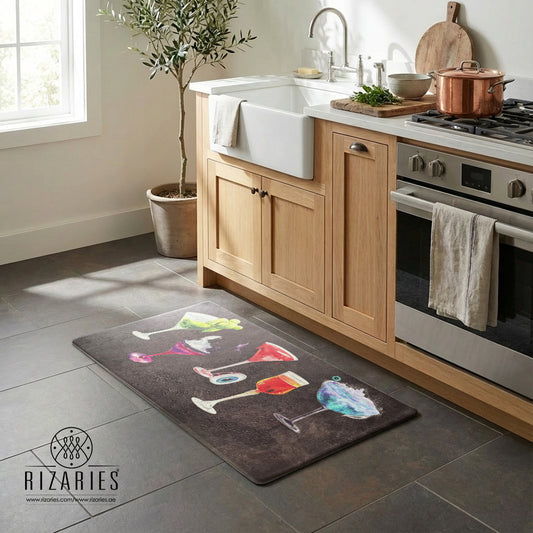 Colorful Cocktail Glasses Kitchen Mat