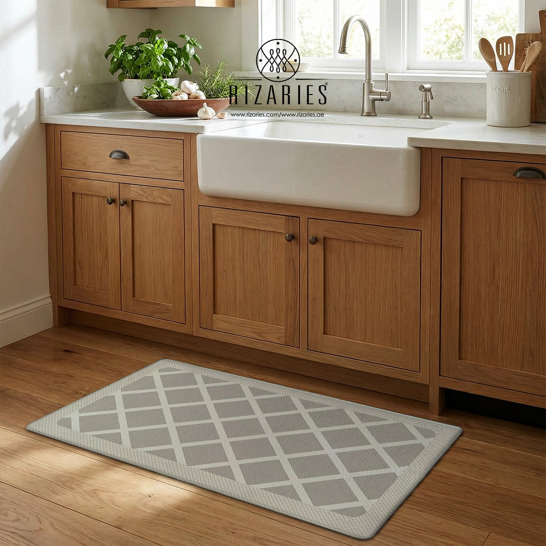 Grey Diamond Kitchen Mat