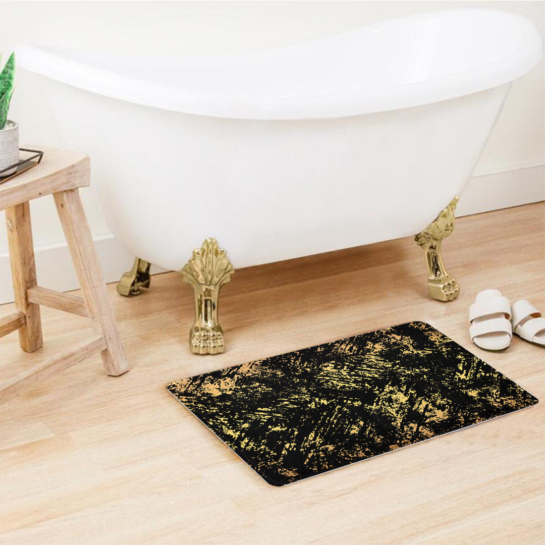 SuperSoft Black Gold Abstract Pattern Door Mat