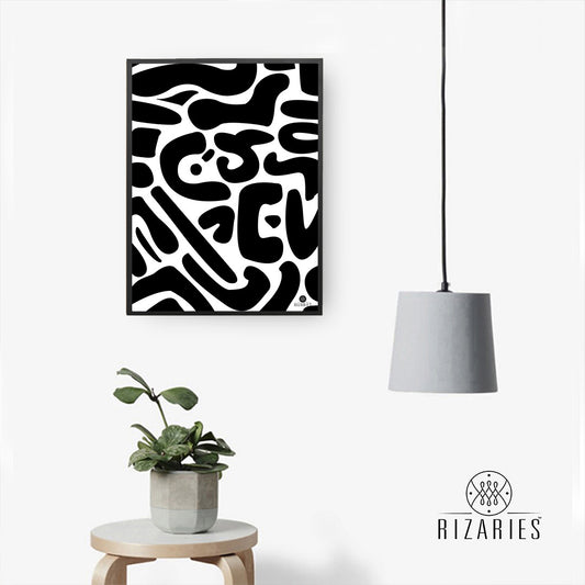 Modern Black & White Abstract Handmade Canvas Painting