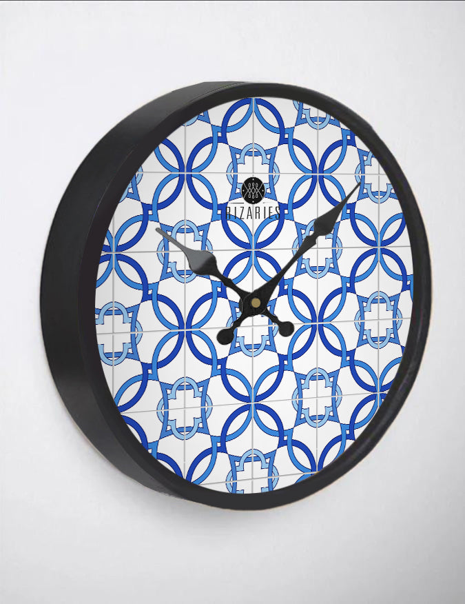 Navy Tiles Wall Clock