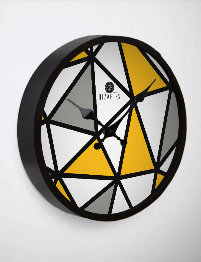 Yellow Geometric Wall Clock