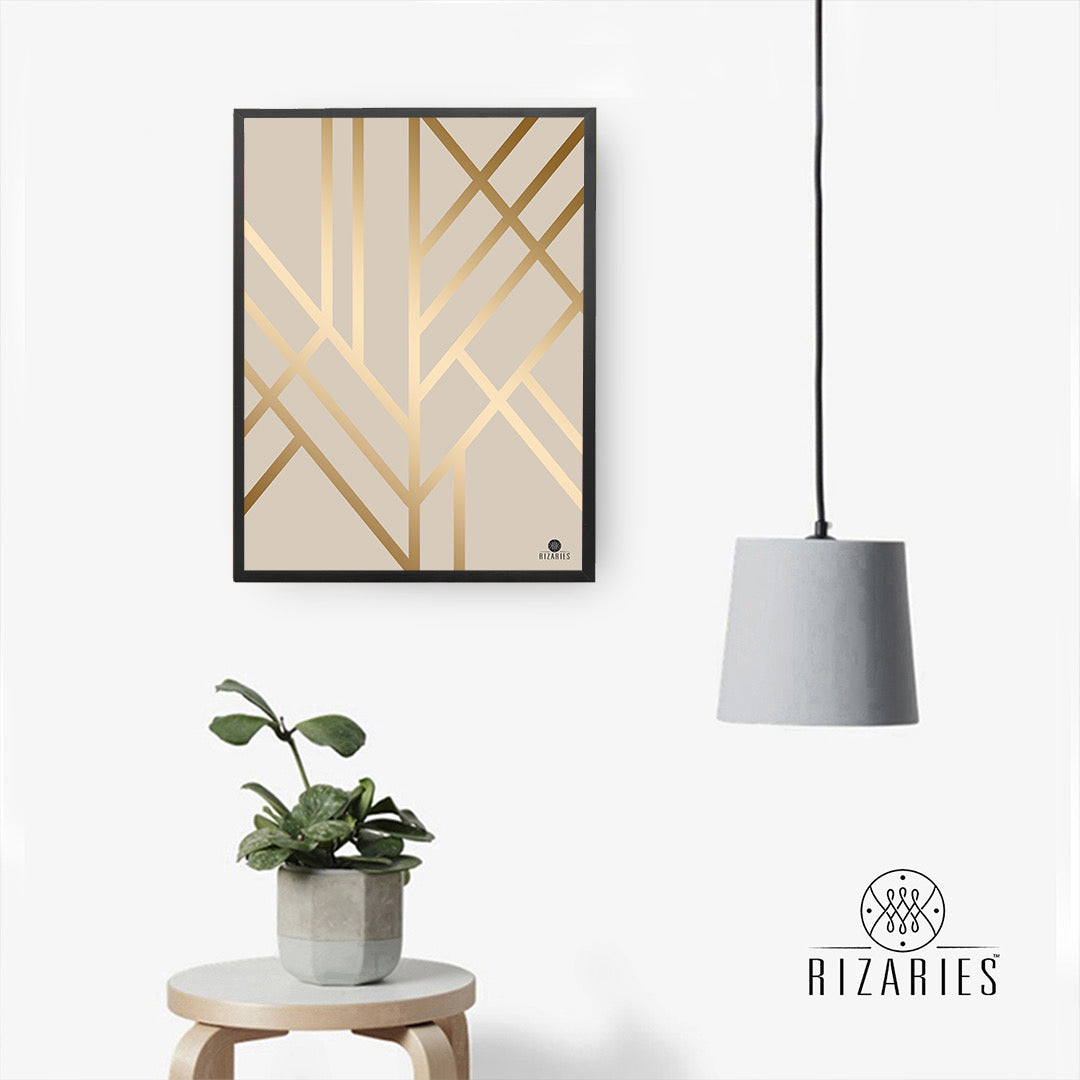 Beige Art Deco Canvas Painting