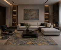 Thumbnail for Grey Gold Abstract Pattern Centerpiece (Rug)