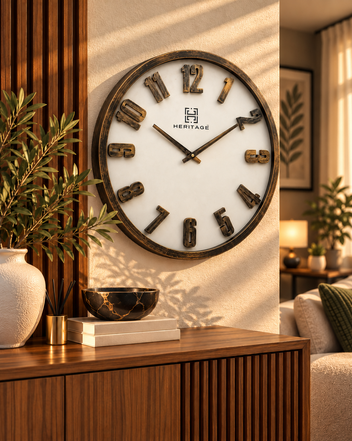 Elegant 3D Numbers Design 20 Inches Wall Clock