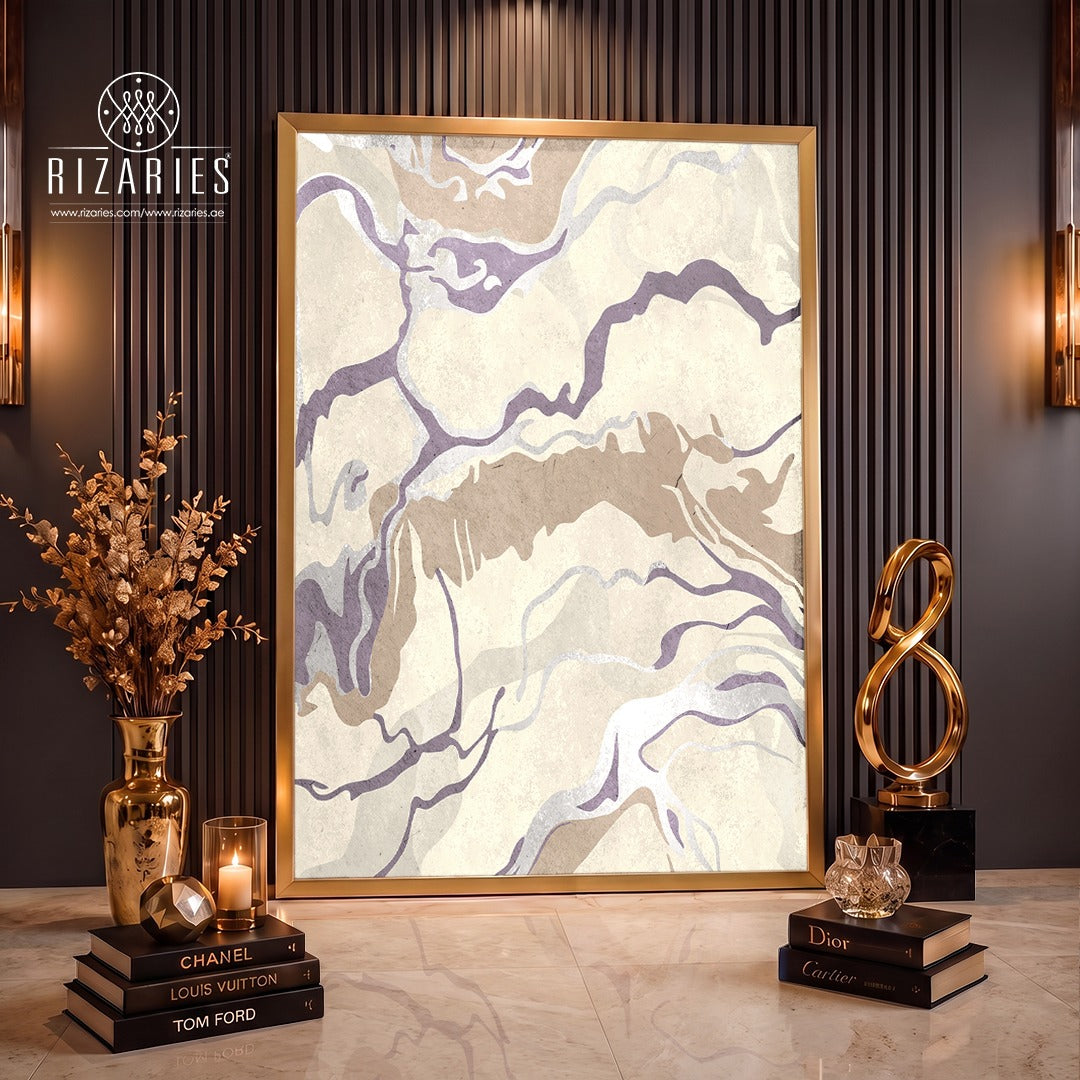 Purple Cream Marble Canvas Painting