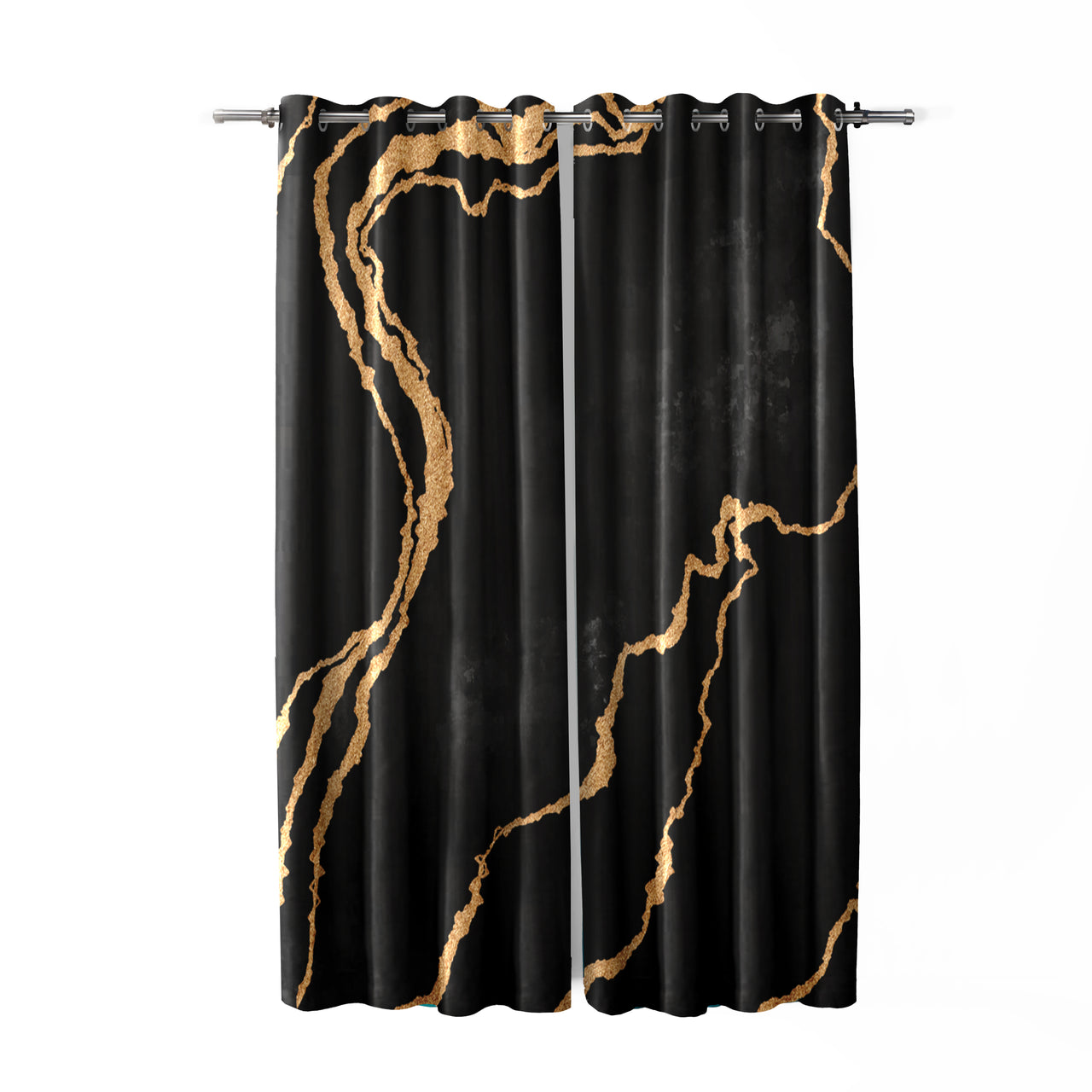 New Black Gold Abstract Curtains