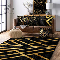 Thumbnail for SuperSoft Marble Black Gold Throw Cushion