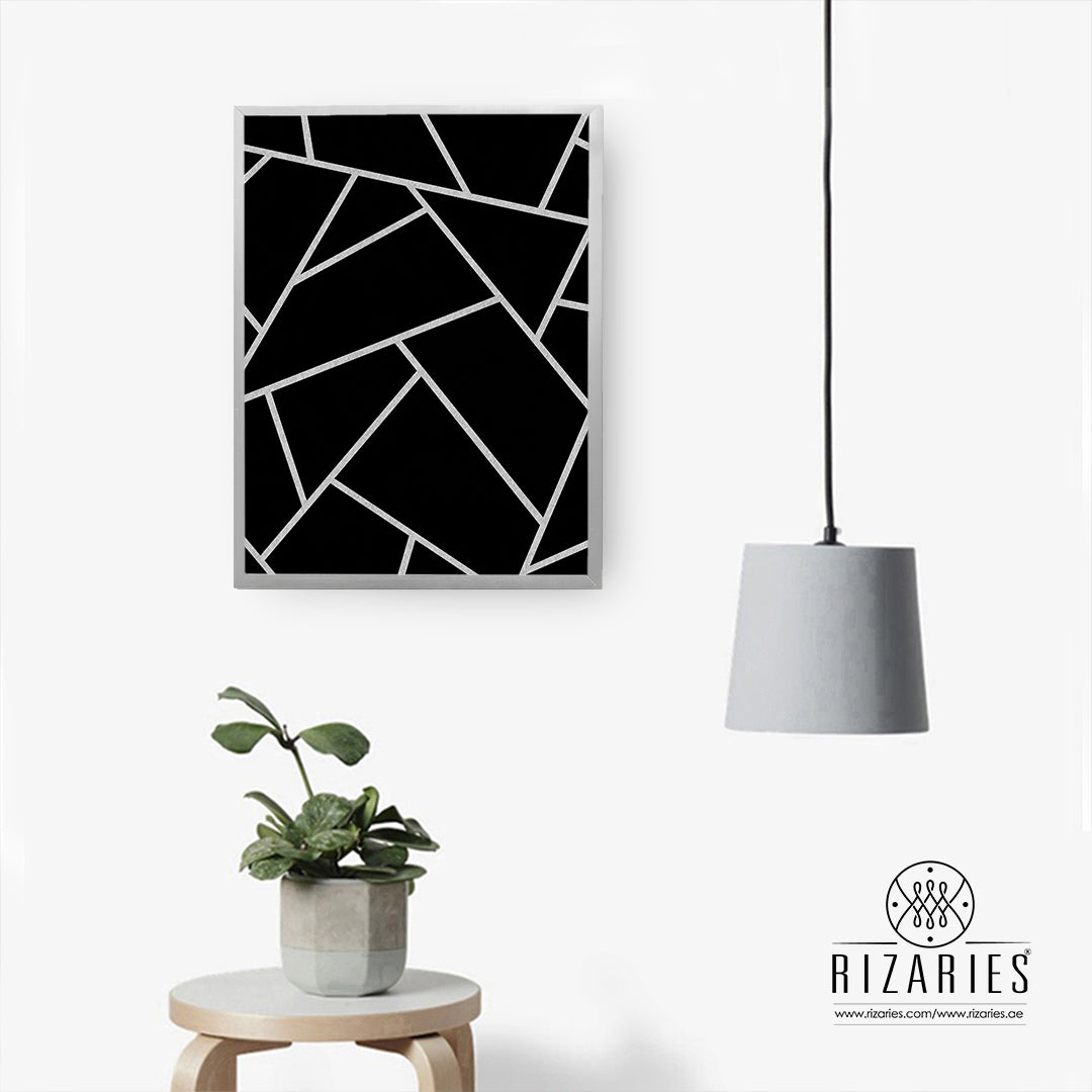 Black & Silver Lines Canvas Painting