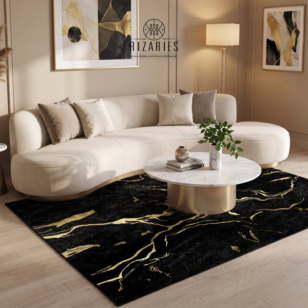 Midnight Gold Marble Centerpiece (Rug)