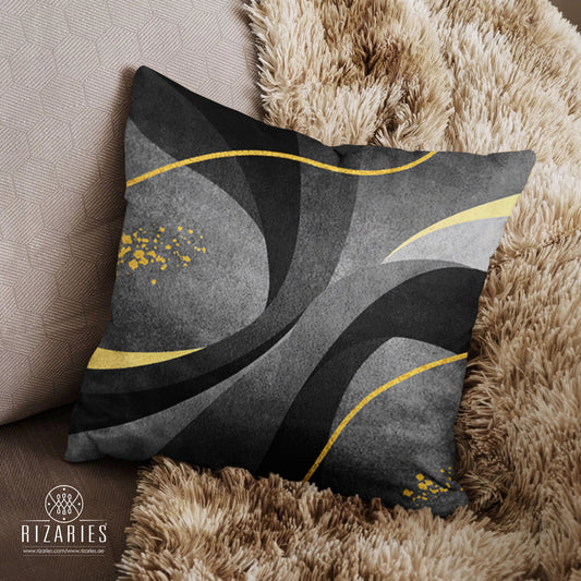 SuperSoft Shades of Grey Abstract Waves Throw Pillow