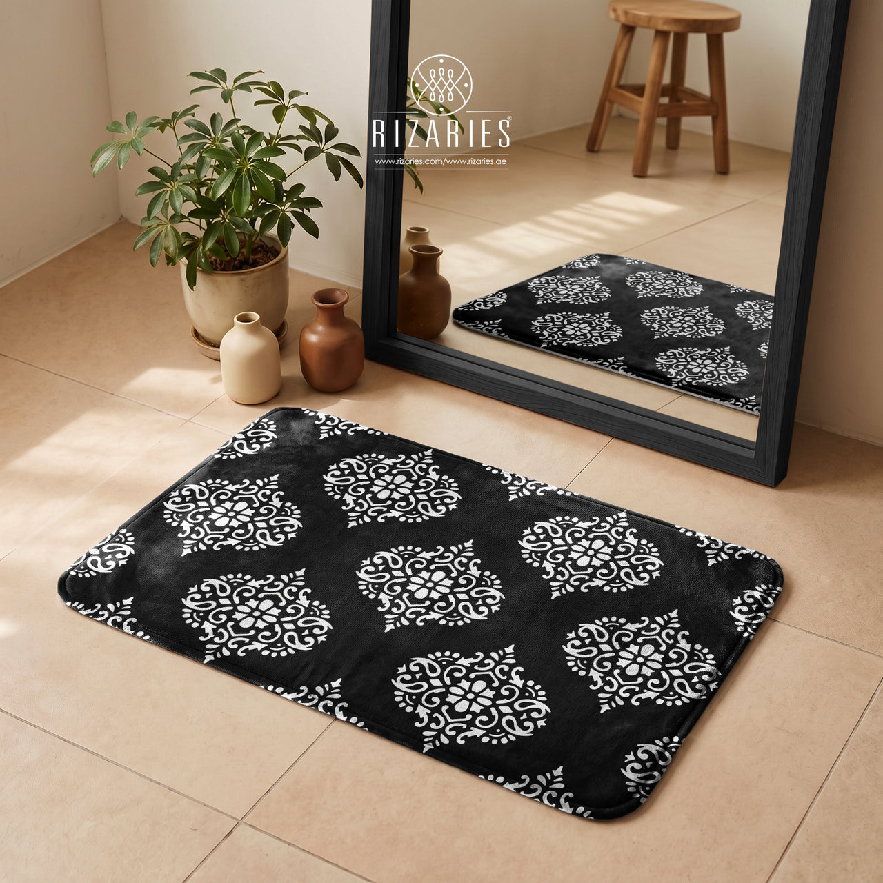 SuperSoft Traditional Black White Door Mat