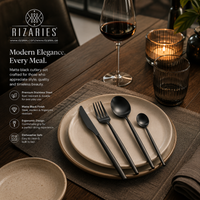 Silver Black Cutlery Set