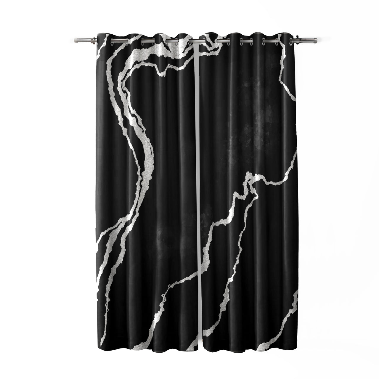 Black Silver Abstract Curtains