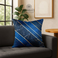 Thumbnail for SuperSoft Blue Gold Lines Throw Pillow