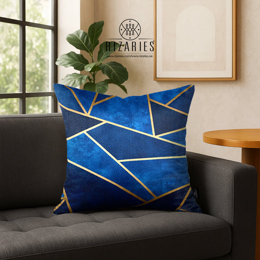 SuperSoft Blue Gold Triangle Throw Pillow
