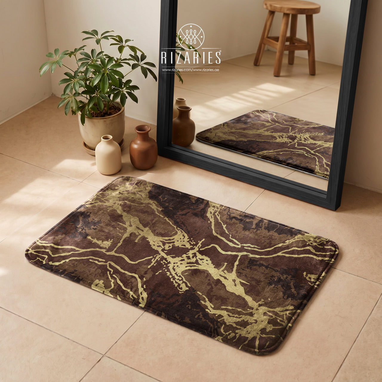 SuperSoft Brown Gold Marble Door Mat