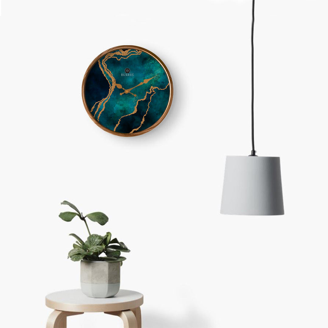 Sea Green Abstract Wall Clock