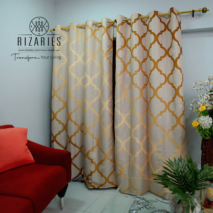 Copper Gold Quatrefoil Curtains