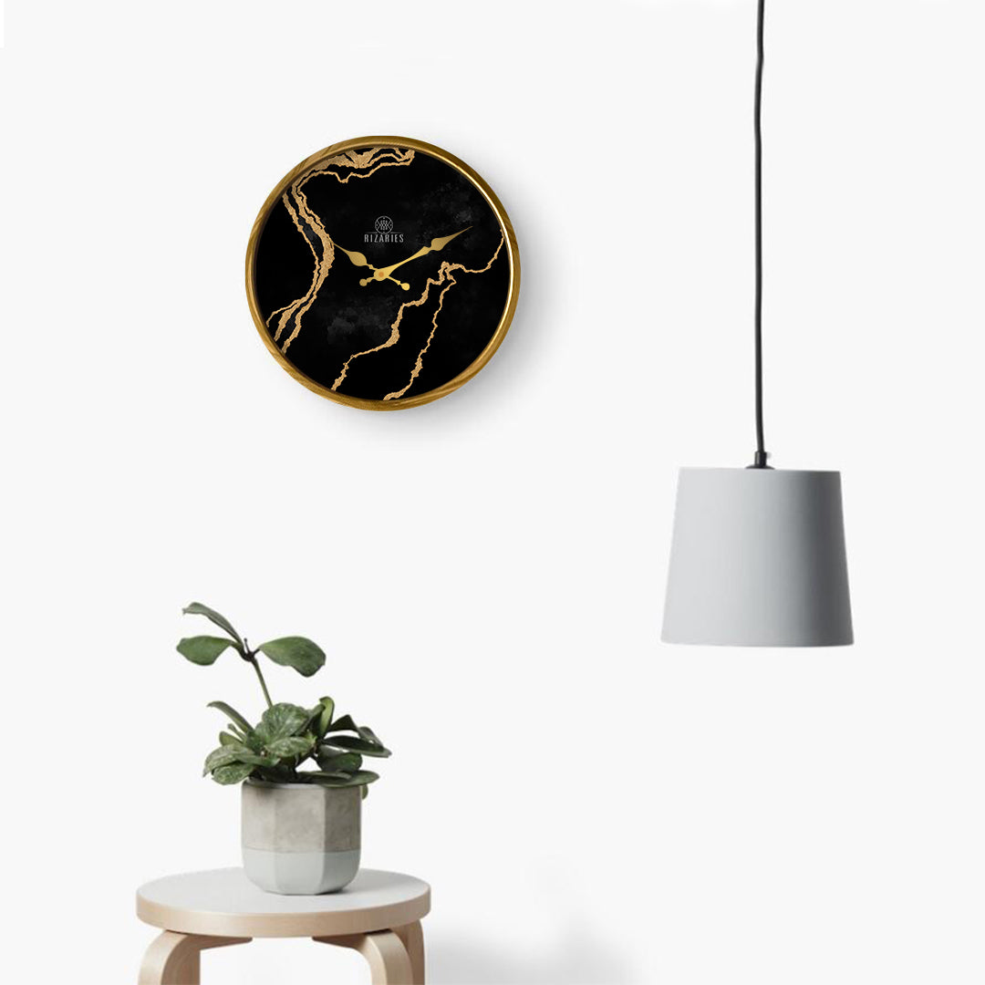Black & Gold Abstract Wall Clock