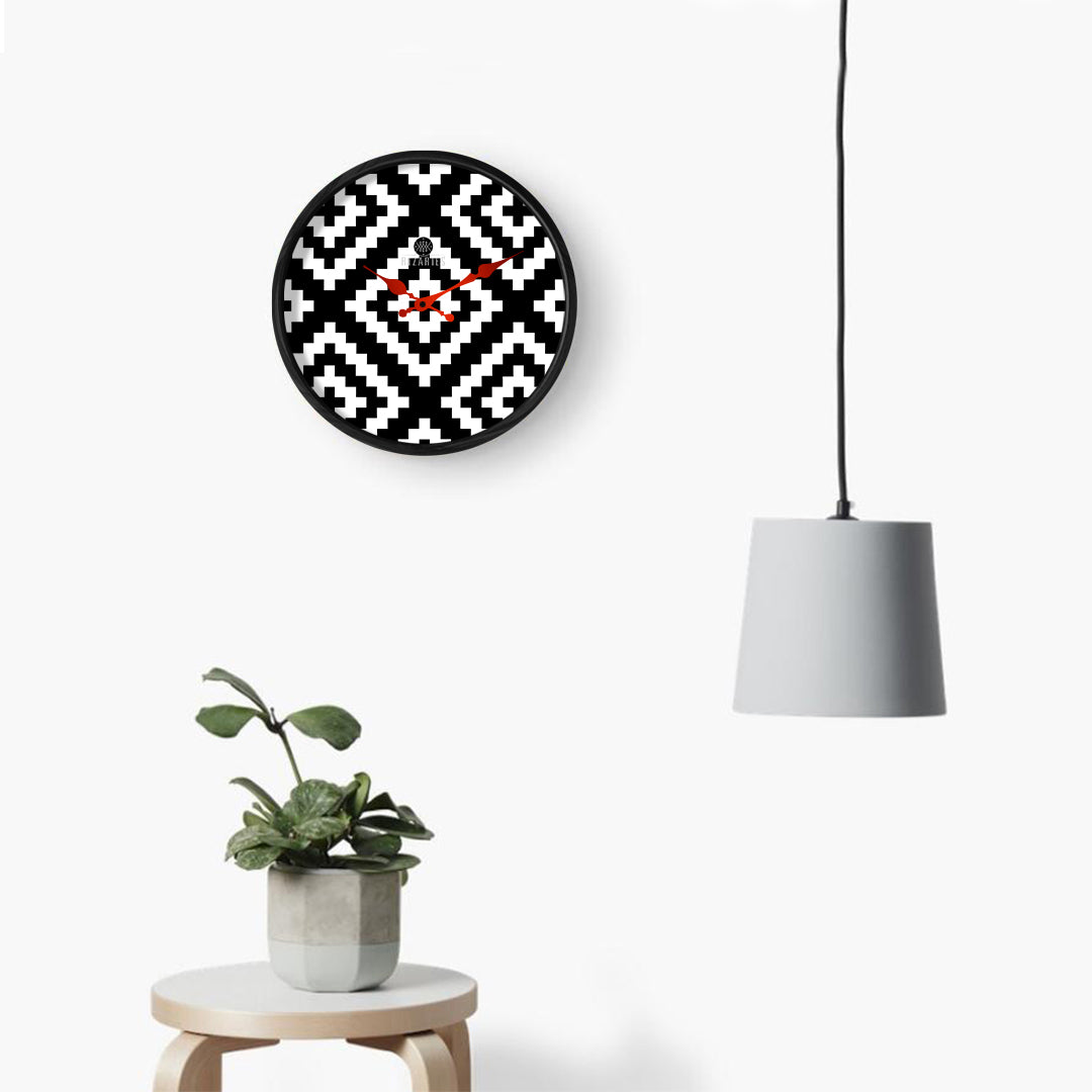 Black & White Geometric Wall Clock