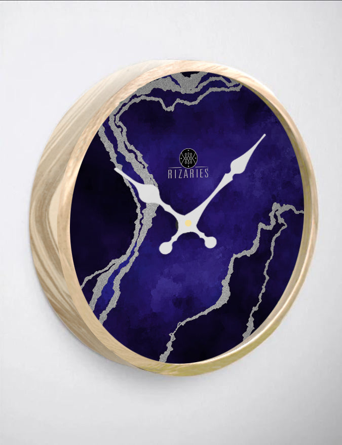 Navy & Silver Abstract Wall Clock