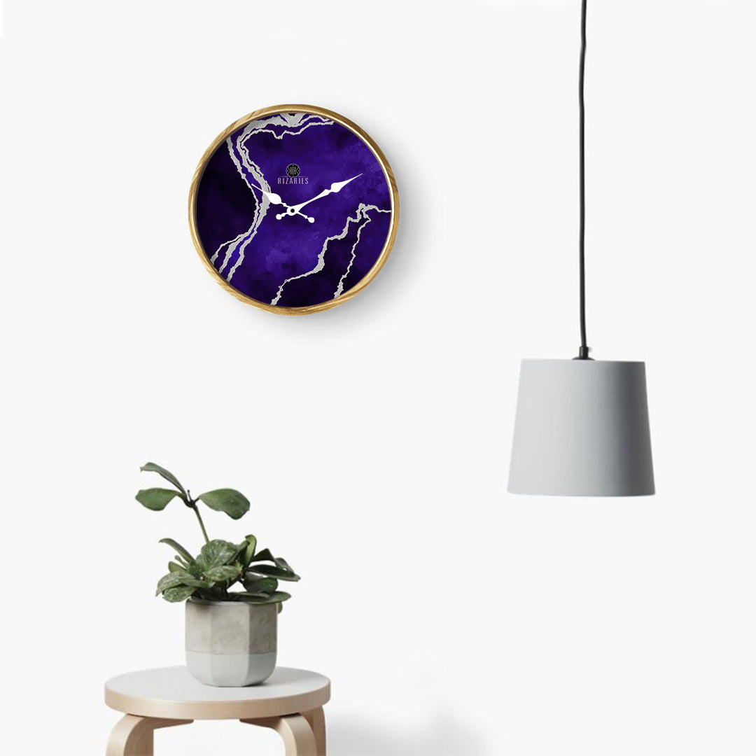 Navy & Silver Abstract Wall Clock