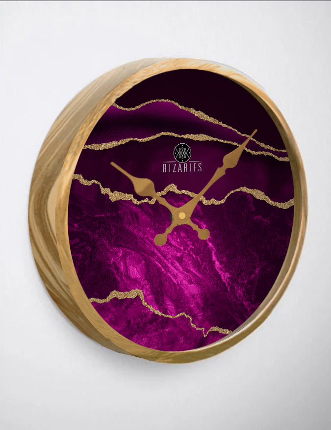 Purple Gold Abstract Wall Clock