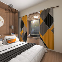 Thumbnail for Yellow Grey Geometric Curtains