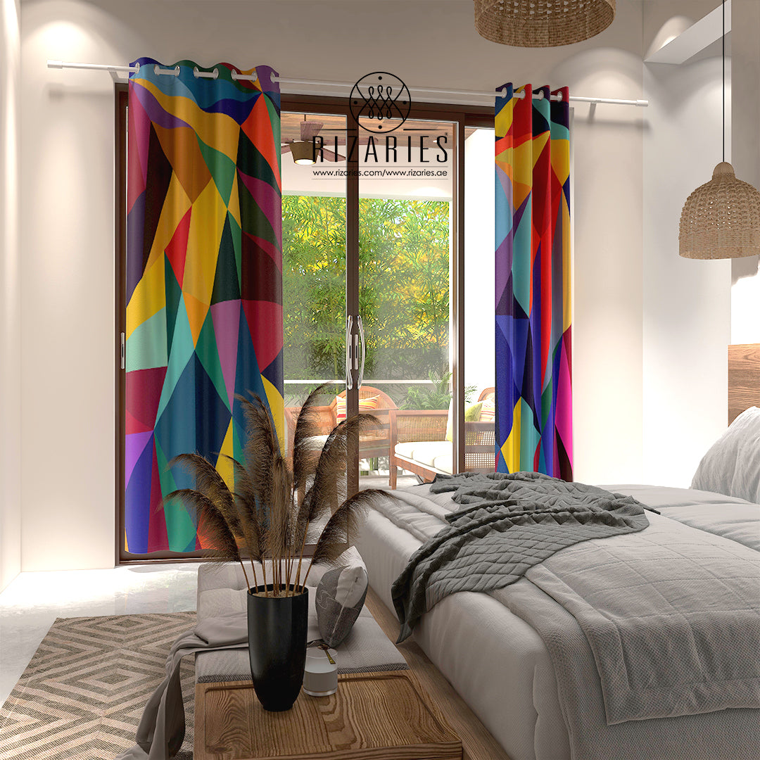 Colorful Triangle Geometric Curtains