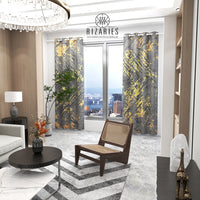 Thumbnail for Grey Gold Abstract Pattern Curtains