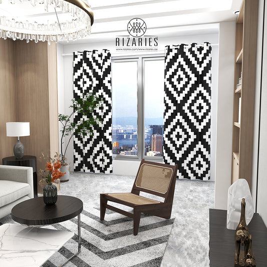 Black & White Geometric Curtains