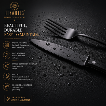 New Black Cutlery Set